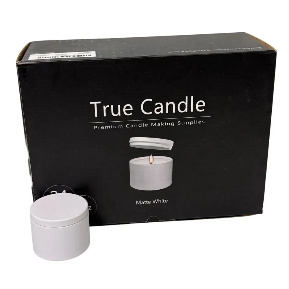 20pc 4oz Tin Jar w Lid Matte White Empty For Candle Making DIY True Candle